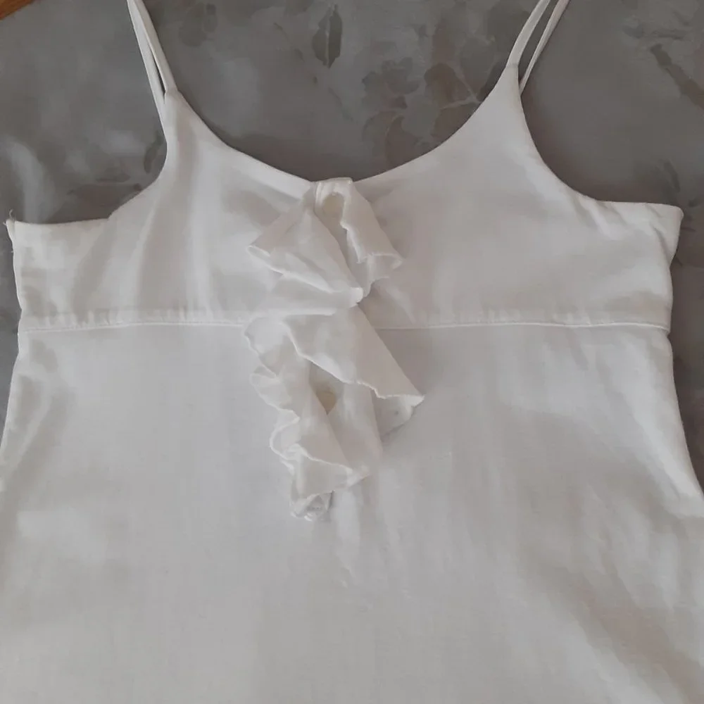 Ralph Lauren girls white cotton ruffle front camisole size 6x